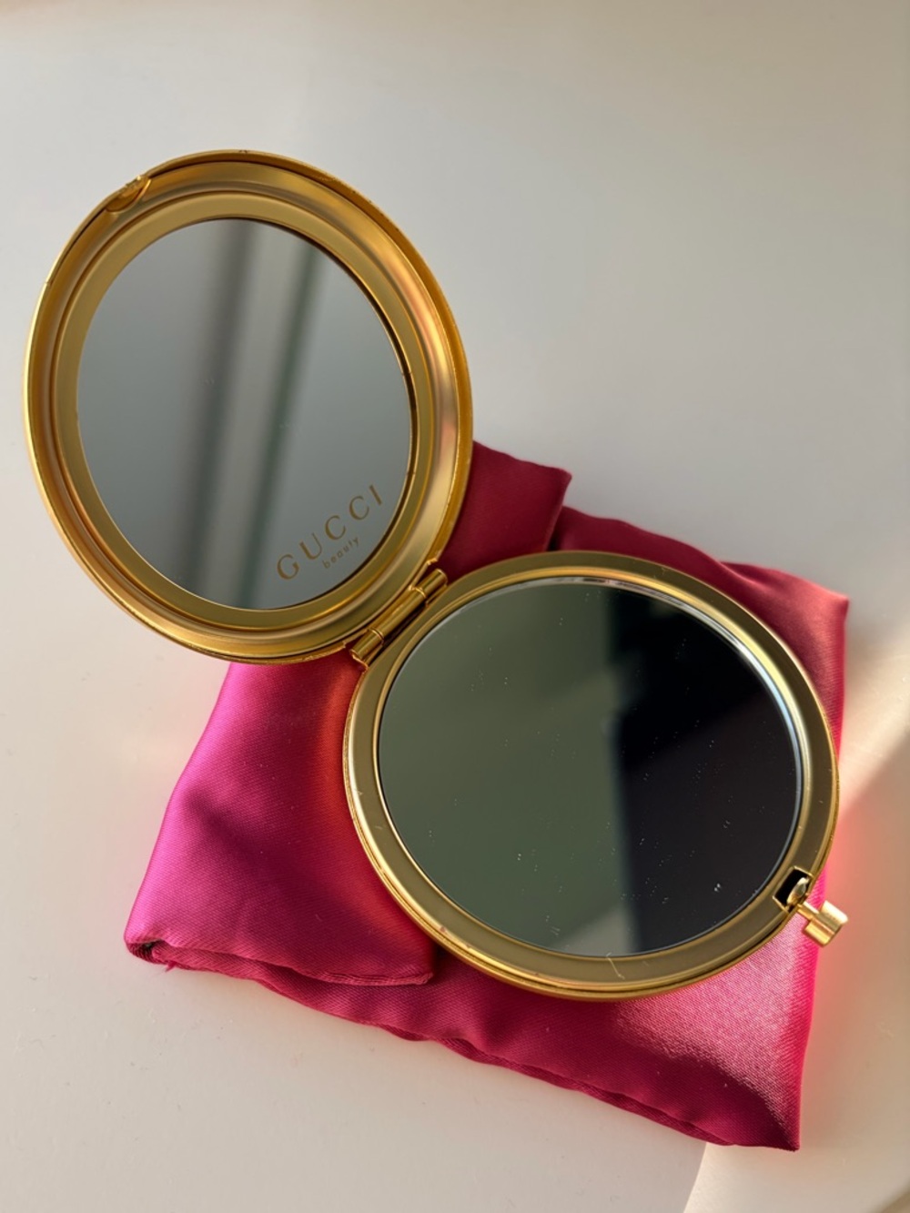 Gucci Gold-Trim Floral Compact Mirror with Blue, Pink, Green Accents - Picture 3 of 6